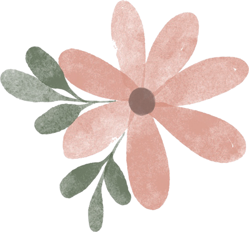 Pastel Pink Flower with Leaves